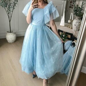Ivy City Co Jayne Light Blue Starry Tulle Dress